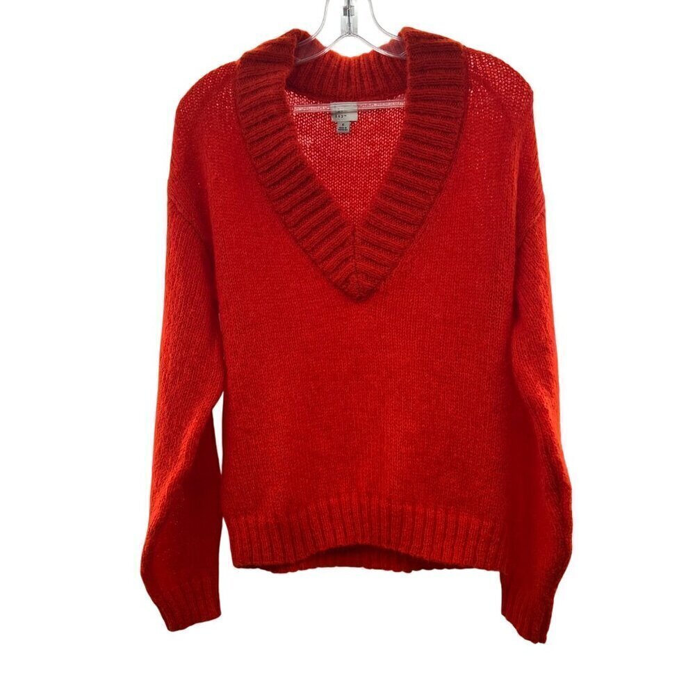 A New Day Women's V-Neck Long Sleeve Sweater Orange Size Small Soft